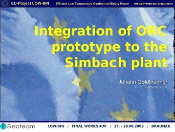 Integration of ORC prototype to the Simbach plant - LOW-BIN ...