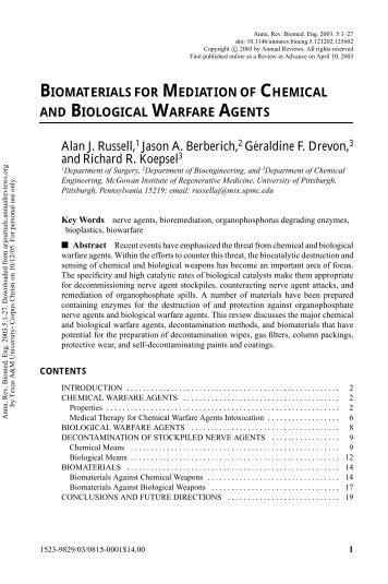 an introduction to the chemical warfare agents History of chemical and biological warfare agents quently, the number of injuries due to chemical agents increased after introduction of this agent. an introduction to the chemical warfare agents History of chemical and biological warfare agents quently, the number of injuries due to chemical agents increased after introduction of this agent.
