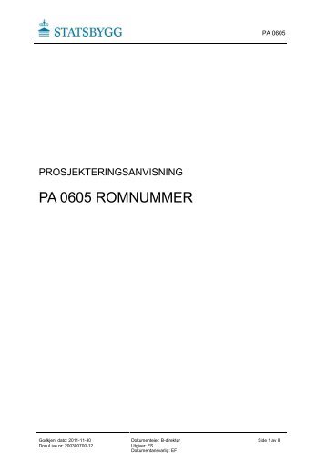 PA 0605 Romnummerering - Statsbygg