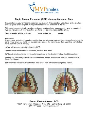 Rapid Palatal Expander (RPE) - Instructions and Care - ProSites