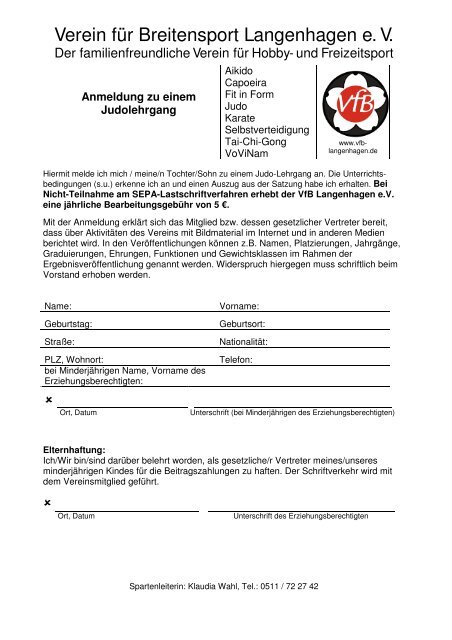 Verein fÃ¼r Breitensport Langenhagen e. V. - VfB Langenhagen eV