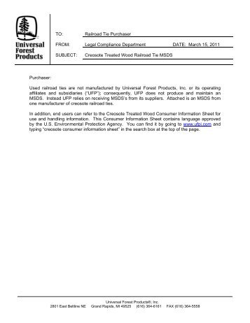 Creosote Railroad Tie MSDS - Universal Forest Products