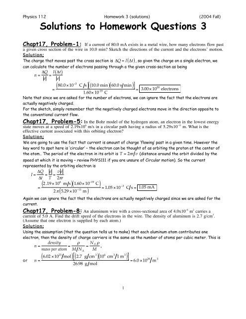 Solutions to Homework Questions 3