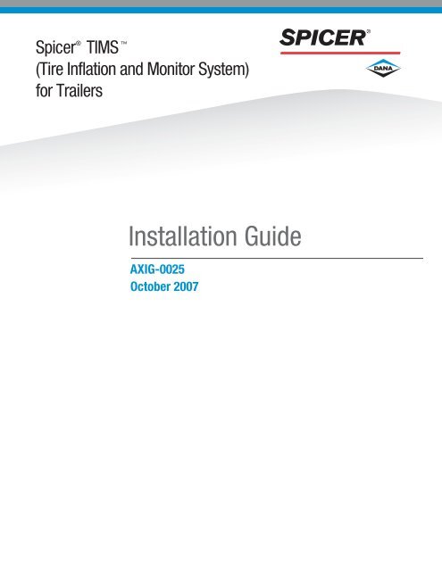 Installation Guide - Dana Corporation