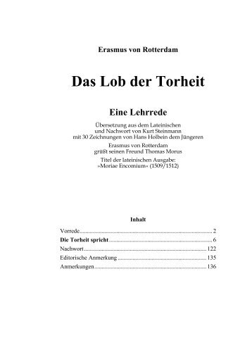 Erasmus von Rotterdam: Das Lob der Torheit - auf den Seiten  von ...