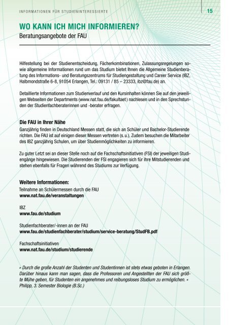 Naturwissenschaftliche / Mathematische StudiengÃ¤nge