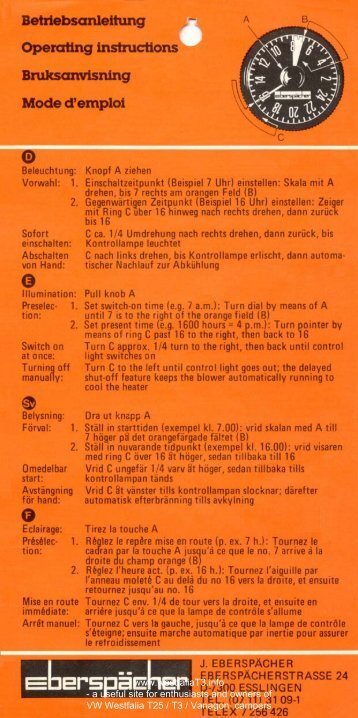 PDF Format. - Westfalia T25 / T3 Info Site