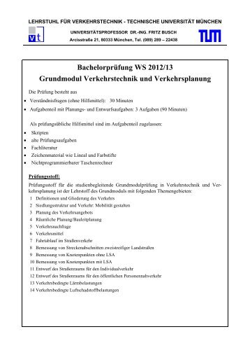 BachelorprÃ¼fung WS 2012/13 Grundmodul Verkehrstechnik und ...