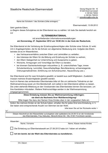 Einladung zur Elternbeiratswahl - Realschule Ebermannstadt