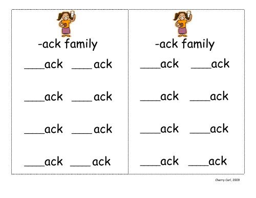 ack Word Family Set - Little Book Lane