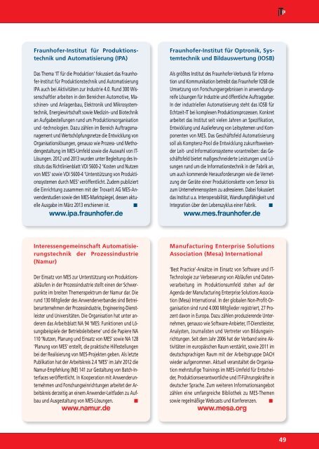 Manufacturing Execution Systems (MES) 2013/14 - IT&Production