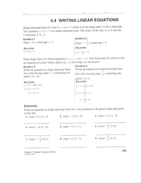 2 4 homework writing linear equations
