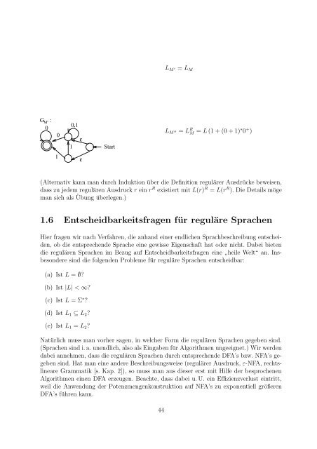 Inhaltsverzeichnis - Automaten und Formale Sprachen