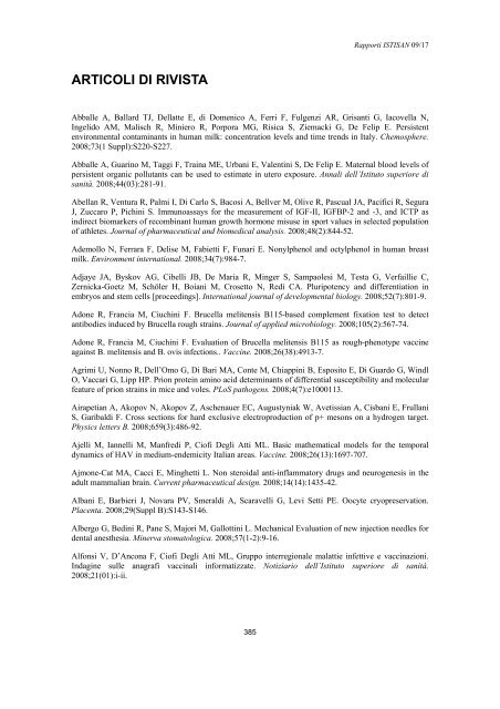 Rapporti ISTISAN 09/17 ISTITUTO SUPERIORE DI SANITÃ ...