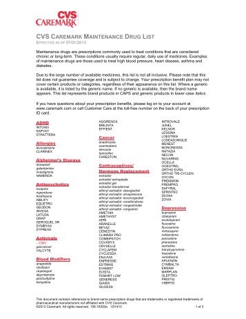 CVS CAREMARK MAINTENANCE DRUG LIST