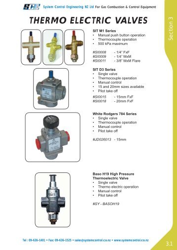 THERMO ELECTRIC VALVES - System Control Engineering, Penrose
