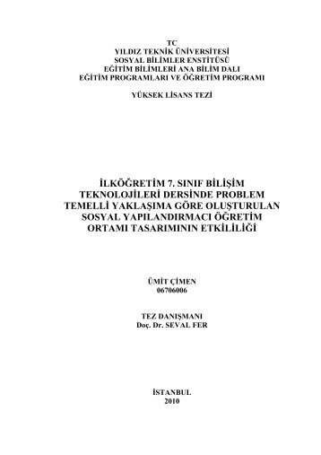 ilköğretim 7. sınıf bilişim teknolojileri dersinde ... - Prof.Dr. Seval Fer