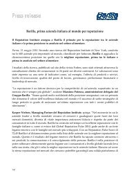 Barilla, prima azienda italiana al mondo per reputazione