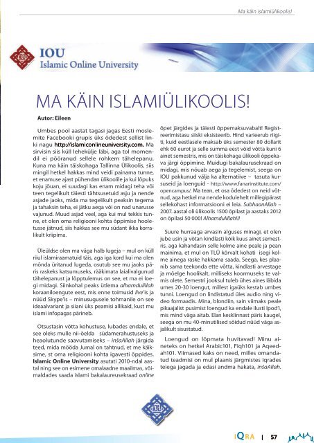 iqra EESTI MOSLEMITE KUUKIRI NR 33 MaI 2012 ... - Islam