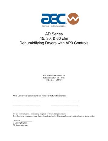 Product Manual - AEC Whitlock Material Handling