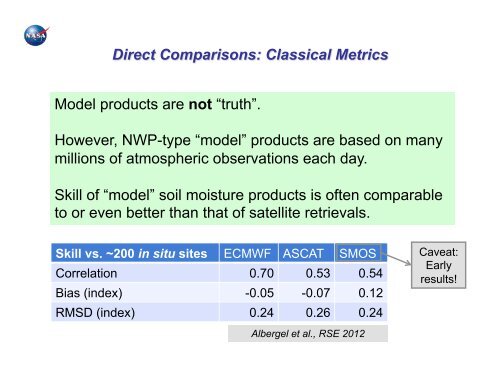 7. Model Products and Data Assimilation in Validation - SMAP - NASA