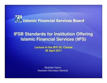 IFSB Standards for Institution Offering Islamic Financial Services (IIFS)