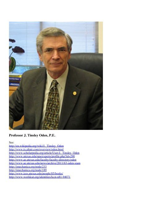 Professor J Tinsley Oden P E Shellbuckling Com Professor J Tinsley Oden P E Shellbuckling Com