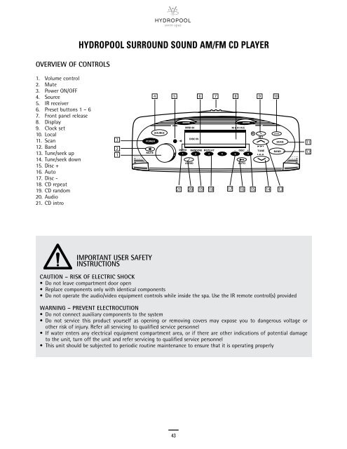 owner's manual - Hydropool