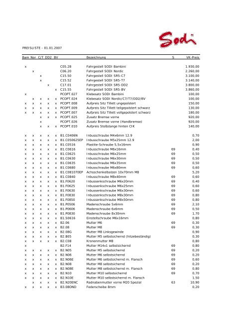 PREISLISTE - 01.01.2007 Bam Nor C/T DD2 BV ... - Tom-Tech