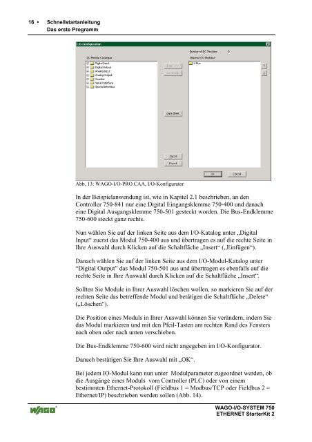 Schnellstartanleitung zum WAGO-I/O-System 750