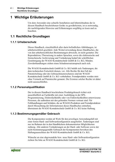 Schnellstartanleitung zum WAGO-I/O-System 750