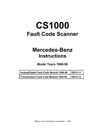 CS1000 Fault Code Scanner Mercedes-Benz Instructions Model ...