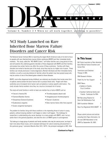 Summer 2002 - Diamond Blackfan Anemia Foundation, Inc.