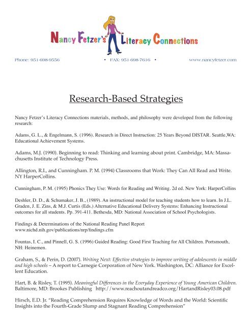 Research Based Strategies To Help >> Research Based Strategies Nancy Fetzer Research Based Strategies To Help >> Research Based Strategies Nancy Fetzer
