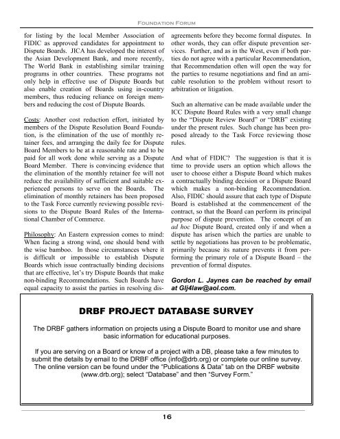 Dispute Boards: East vs. West - Dispute Resolution Board Foundation