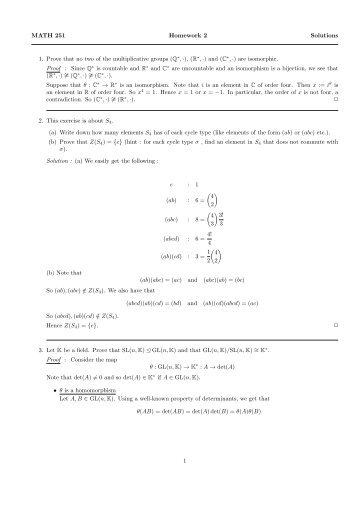 MATH 251 Homework 2 Solutions 1. Prove that no two of the ...