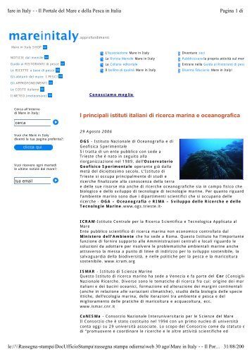 I principali istituti italiani di ricerca marina e oceanografica