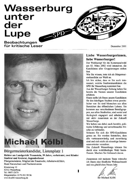Lupe, Dezember 2001, Bürgermeisterkandidat ... - SPD-Wasserburg