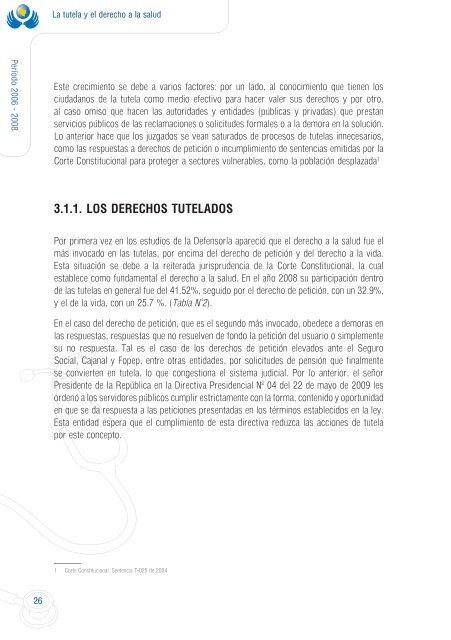 La Tutela y el Derecho a la Salud - DefensorÃ­a del Pueblo