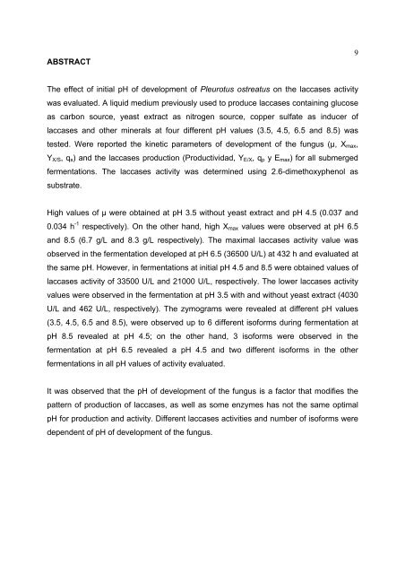 EFECTO DEL pH INICIAL DE DESARROLLO DE Pleurotus ...