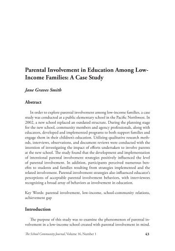 Parental Involvement in Education Among Low- Income Families: A ...
