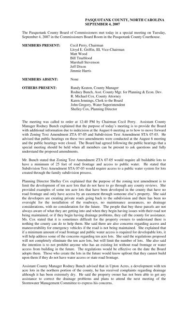 PASQUOTANK COUNTY, NORTH CAROLINA SEPTEMBER 4