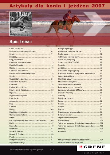 Spis treÅci ArtykuÅy dla konia i jeÅºdÅºca 2007 - Grene