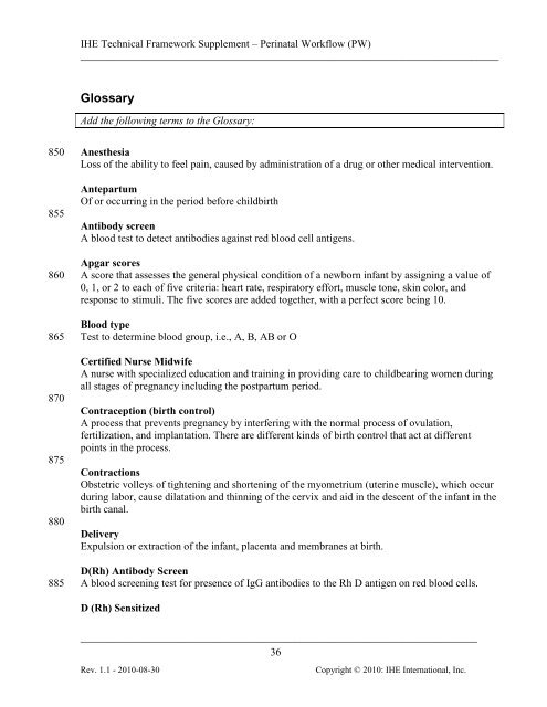 Perinatal Workflow - IHE