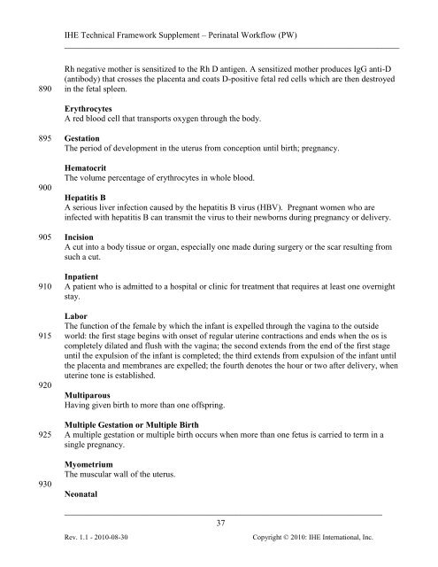 Perinatal Workflow - IHE