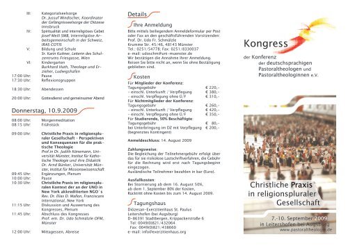 Kongress - Konferenz der deutschsprachigen Pastoraltheologen