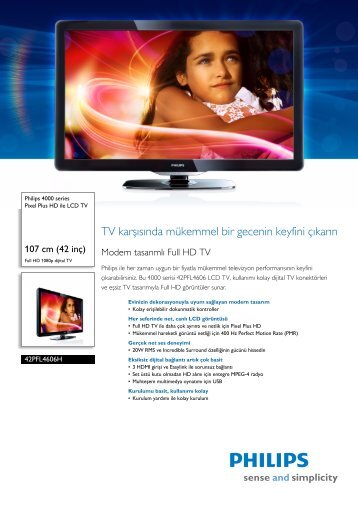 42PFL4606H/12 Philips Pixel Plus HD ile LCD TV