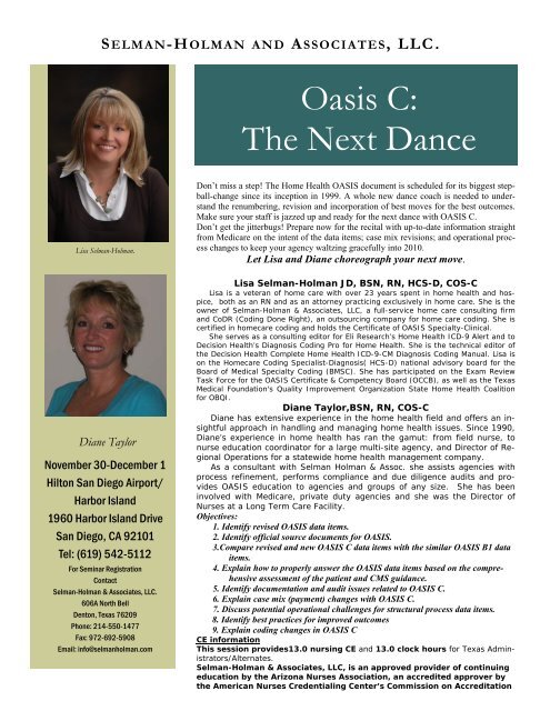 Oasis C: The Next Dance - Selman-Holman & Associates