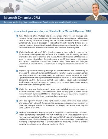 Top 10 Reasons Why Your CRM Should Be Microsoft ... - Socius