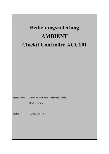 Bedienungsanleitung AMBIENT Clockit Controller ACC101